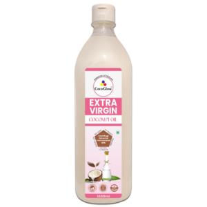 CocoGlow extra virgin coconut oil for cooking, hair, and skincare, cold pressed and unrefined